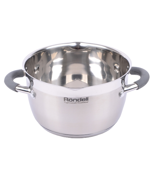 Кастрюля Rondell RDS-023 с\кр 18 см, (2,3л) Flamme (нерж.сталь 18/10,ручки из нерж.стали со вставкой силикон)