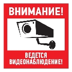 Табличка ПВХ информационный знак Rexant 'Внимание, ведется видеонаблюдение' 200х200 мм, фото 1