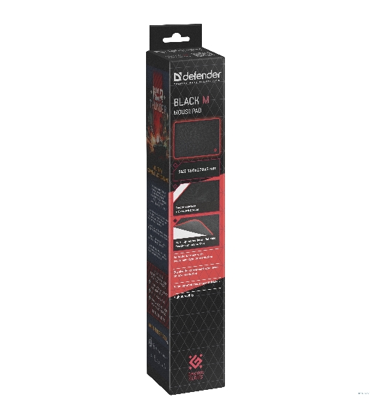 Игровой коврик Defender черный M 360x270x3 мм, ткань+резина