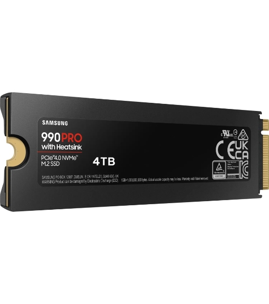 Накопитель SSD Samsung 990 Pro 4Tb, PCIe 4.0 x4, M.2 2280, NVMe, R/W 7450/6900, с радиатором