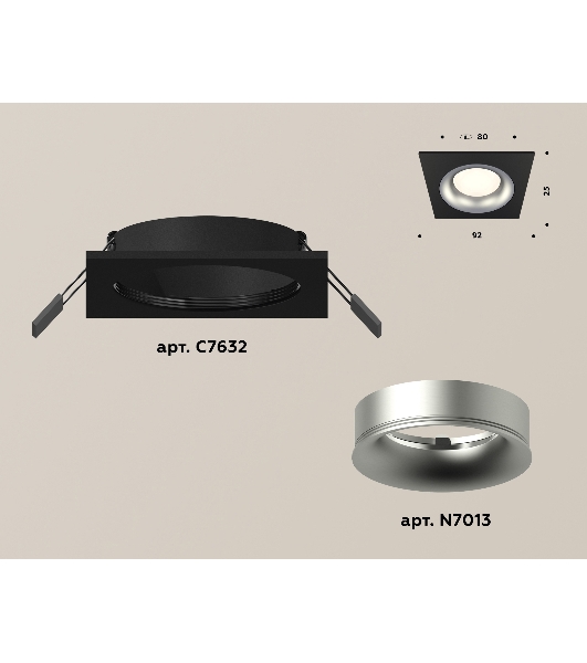 Комплект встраиваемого светильника Ambrella light XC7632004 SBK/MCH черный песок/хром матовый MR16 GU5.3 (C7632, N7013)