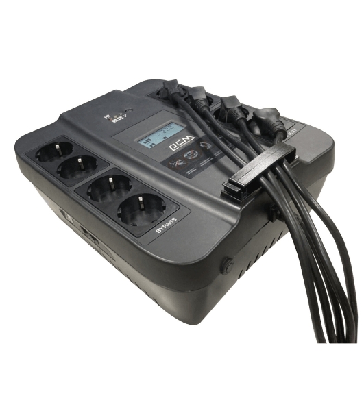 Источник бесперебойного питания Powercom Back-UPS SPIDER, Line-Interactive, LCD, AVR, 900VA/540W, Schuko, USB, black (1456263)