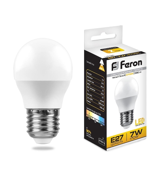 Лампа светодиодная Feron LB-95 7W 230V E27 4000K G45