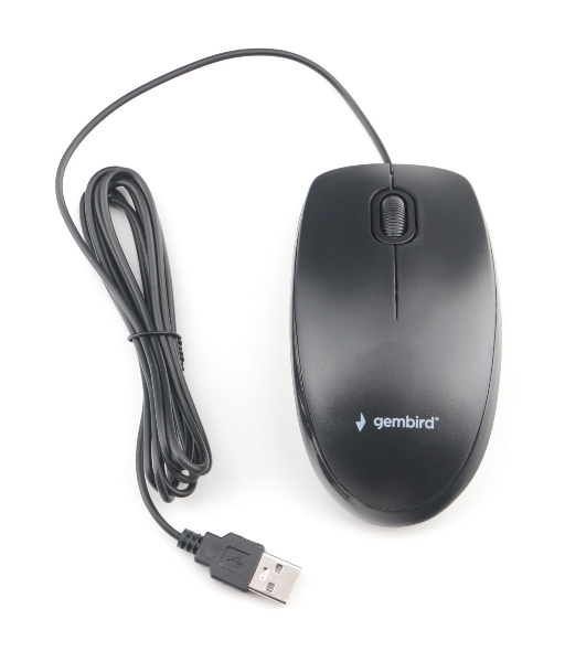 Мышь проводная Gembird MOP-200 черный, 1000 dpi, USB, кнопки - 3