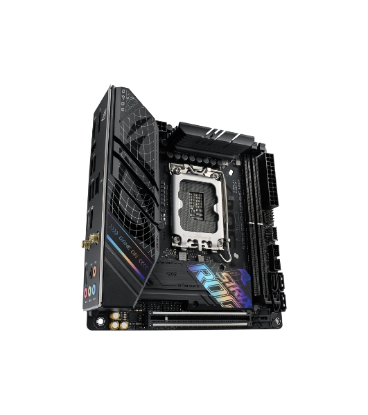 Материнская плата ASUS ROG STRIX B760-I GAMING WIFI, LGA 1700, Intel B760, 2xDDR5, 4xSATA, 2xM.2, 1xPCIe 5.0 x16, 1xHDMI, 1xDP, 1x 2.5Gb LAN, 3xUSB-A 2.0, 3xUSB-A 3.2 Gen 1, 1xUSB-C 3.2 Gen 1, 1xUSB-C 3.2 Gen 2x2, 5x3.5 мм, 7.1, Mini-ITX