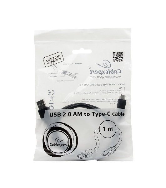 Кабель USB Cablexpert CCP-USB2-AMCM-1M, USB2.0 AM/USB3.1 Type-C, 1м, пакет