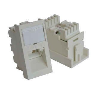 Вставка RJ-45 UTP Cat.5E, 22.5x45 мм угловая, с маркировкой, белая