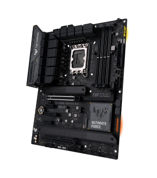 Материнская плата ASUS TUF GAMING Z790-PLUS WIFI, LGA 1700, Intel Z790, 4xDDR5, 4xSATA, 4xM.2, 1xPCIe 5.0 x16, 1xPCIe 4.0 x4, 2xUSB-A 3.2 Gen 2, 4xUSB-A 3.2 Gen 1, 1xUSB-C 3.2 Gen 2, 1xUSB-C 3.2 Gen 2x2, 1x2.5Gb LAN, 5x3.5 мм, 7.1, Standard-ATX