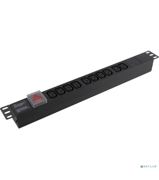 Блок розеток горизонтальный ExeGate ServerPro PDU-19H001 Al-10С13-C14-SW, 1U, Алюминий, 10 IEC 320 C13, С14, выкл. с подсветкой, черный