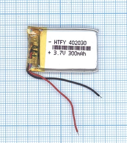 Аккумулятор Li-Pol (батарея) 4x20x30мм 2pin 3.7V/300mAh