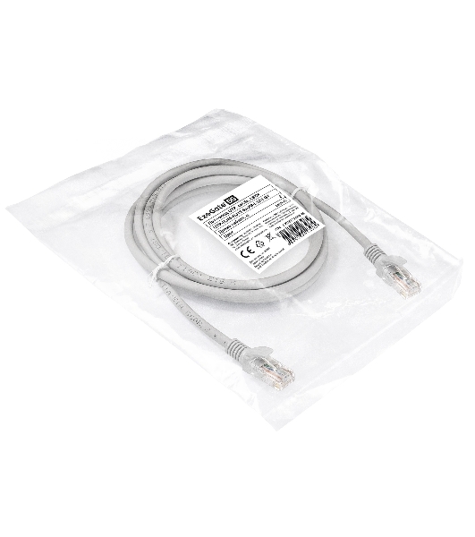 Патч-корд ExeGate EX286383RUS UTP-RJ45-RJ45-5e-2M-LSZH-GY, UTP, cat.5e, LSZH, 2м, серый