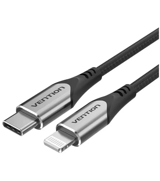 Кабель Vention USB 2.0 CM/Lightning 8M для iPad/iPhone - 1м. Серебристый