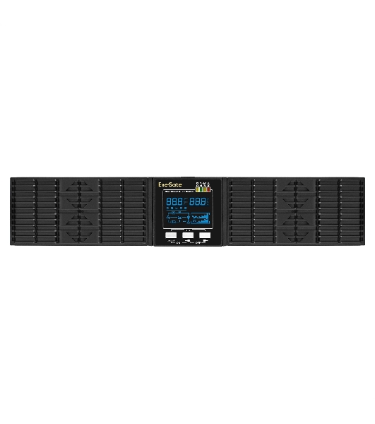 Источник бесперебойного питания On-line ExeGate PowerExpert ULS-575-10kVA.LCD.AVR.T.USB.RS232.SNMP.2U 10000VA/10000W, On-Line, PF=1, LCD, клеммы, RS232, USB, SNMP-slot, EPO, батареи внешние 192В/240В суммарной емкостью до 400Ah, Rackmount 2U/Tower, металлический корпус, черный