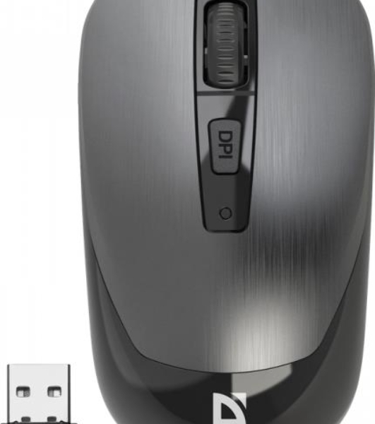 Мышь беспроводная Defender Wave MM-995 серебристый, 1600 dpi, радиоканал, USB, кнопки - 4
