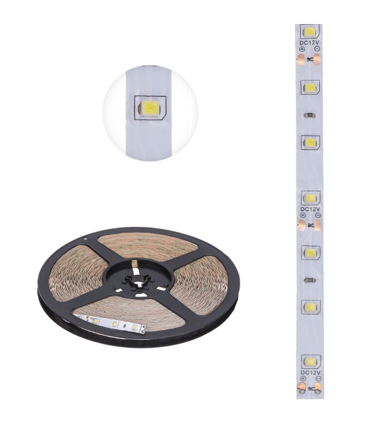 Лента светодиодная 12В, SMD2835, 4,8Вт/м, 60 LED/м, 6500К, 8мм, 20м, для БП с клеммами, IP20 LAMPER