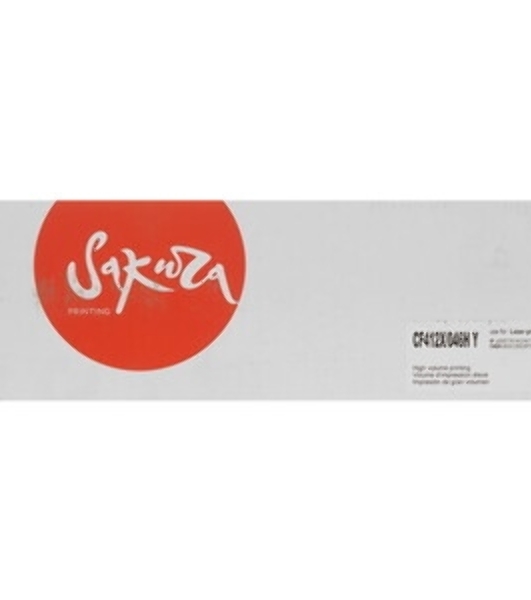 Картридж Sakura CF412X/046HY для HP и Canon, желтый, 5000 к.