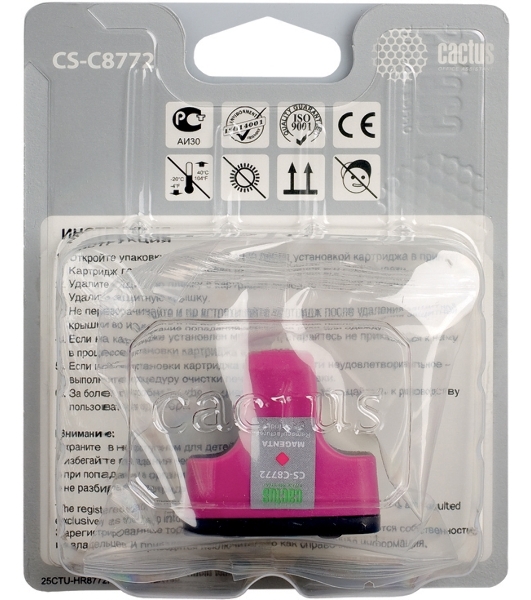 Картридж струйный Cactus CS-C8772 №177 пурпурный (11,4 мл) для HP PS 3213/3313/8253/C5183/C6183/C6283/C7183/C7283/C8183/D7163/D7263/D7363/D7463