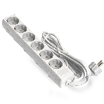 Удлинитель ExeGate ECE-6-5W (EX285836RUS), белый, 5 м, евровилка с заземлением, 6 евророзеток с заземлением, 2200 Вт, фото 1
