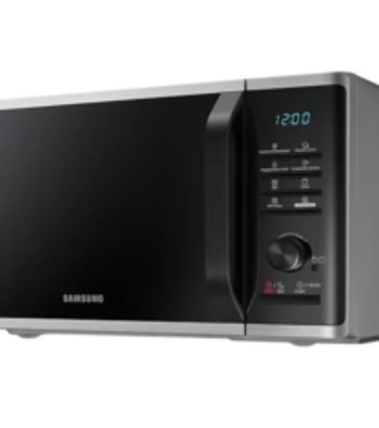 Микроволновая печь Samsung MG23K3515AS/BW серебристый/черный, 23 л, 800 Вт, переключатели - кнопки, поворотный механизм