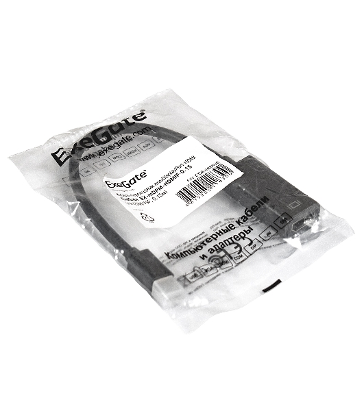 Кабель-переходник ExeGate EX284922RUS miniDisplayPort-HDMI ExeGate EX-mDPM-HDMIF-0.15 (mini20M/19F, 0,15м)