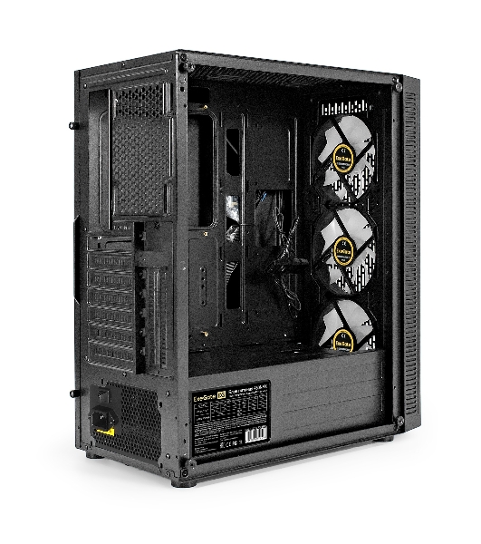 Компьютерный корпус Miditower ExeGate EVO-5001A-450NPX (ATX, БП 450NPX с вент. 12 см, 2хUSB+1хUSB 3.0+HD Audio, черный, 3 вент.12см с RGb подсветкой, боковая панель - закаленное стекло)