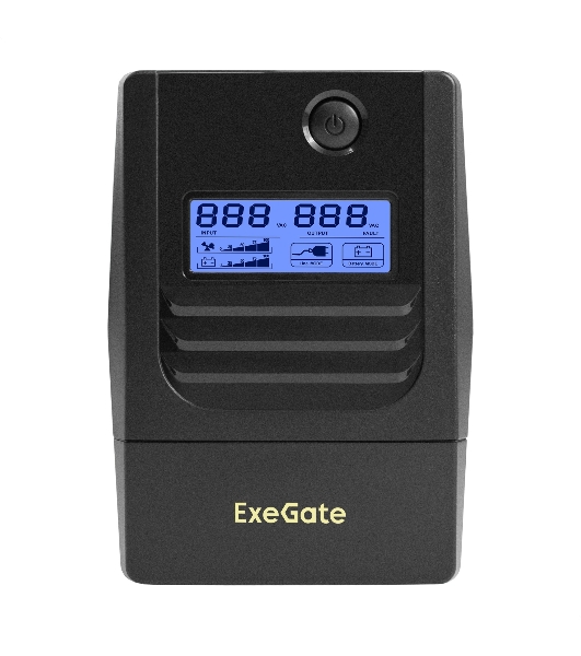 Источник бесперебойного питания ExeGate Smart LB-850.LCD.AVR.2SH.USB (850VA/510W, LCD, AVR, 2*Schuko, USB, батарея 12V 9Ah, черный)