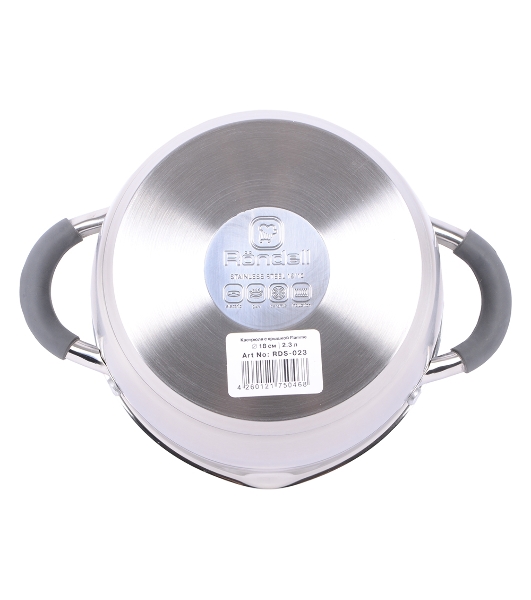 Кастрюля Rondell RDS-023 с\кр 18 см, (2,3л) Flamme (нерж.сталь 18/10,ручки из нерж.стали со вставкой силикон)