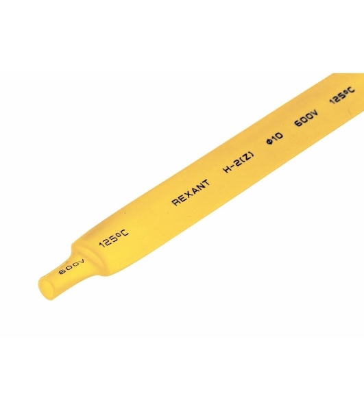 Термоусаживаемая трубка Rexant 10,0/5,0 мм, желтая, упаковка 50 шт. по 1 м