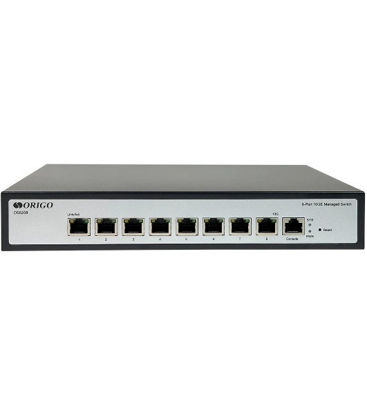 Коммутатор управляемый ORIGO OS6208/A1A L2, 8x10Gbase-T, консольный порт RJ-45, комплект для установки в 19' стойку