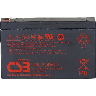 Аккумулятор 6V 9Ah CSB HRL634W (HRL634WF2FR) клеммы F2, огнеупорные