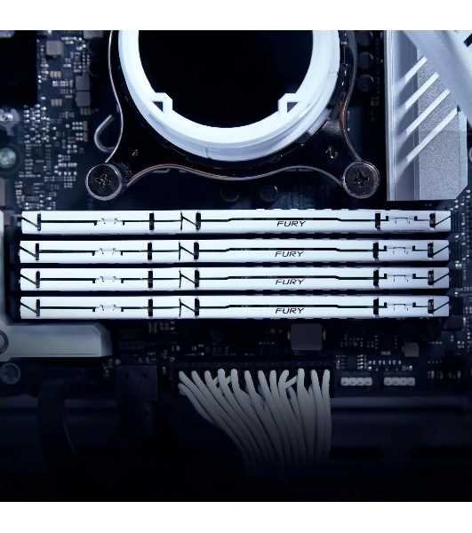 Оперативная память Kingston Fury Beast, DDR5, 16Gb (1x16GB), 5200MHz, CL40, DIMM, с радиатором, белый