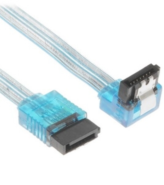 Кабель интерфейсный SATA Cablexpert CC-SATAM-DATA90-TR-50CM, Sata3 7pin/7pin, мет.защелка, угловой разъем, 50 см, прозрачный, пакет