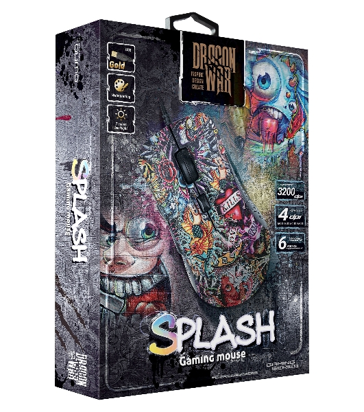 Мышь проводная Qumo Splash M40 черный, 3200 dpi, USB, кнопки - 6