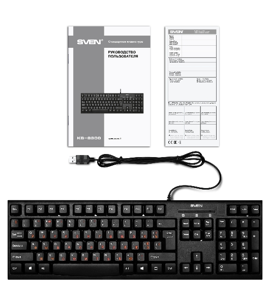Клавиатура SVEN KB-S300 проводная, USB Type-A, чёрный