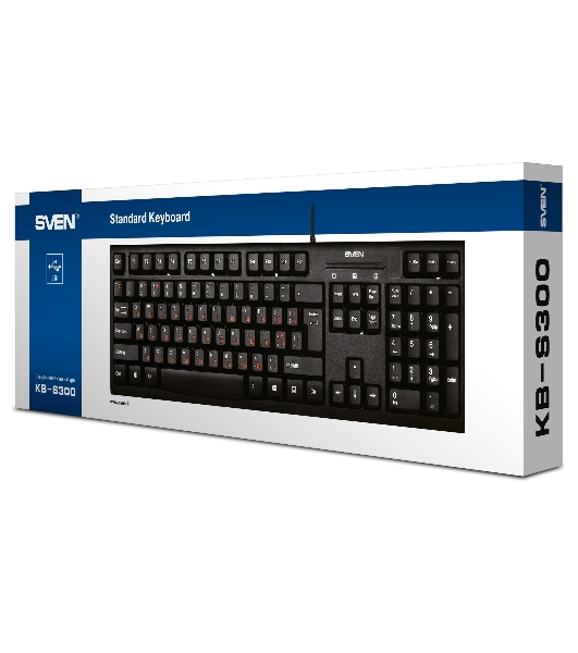 Клавиатура SVEN KB-S300 проводная, USB Type-A, чёрный