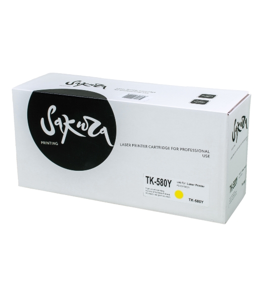 Картридж Sakura TK580Y для Kyocera Mita FS-5150DN/5250DN, желтый, 2800 к.