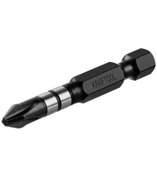 Биты KRAFTOOL Impact Pro, Philips, тип хвостовика E 1/4', PH2, 50мм, 10шт, в пластиковом боксе