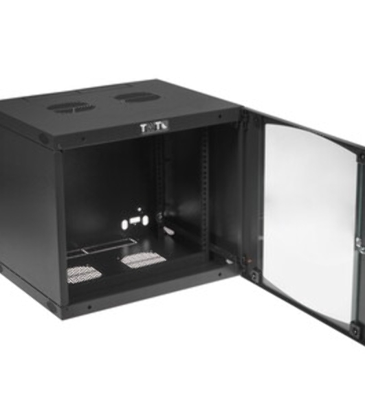 Шкаф настенный Lanmaster Next TWT-CBWNG-9U-6X4-BK 9U 550x450 мм пер. дв. стекл съемные бок. пан. 60 кг черный