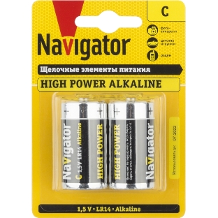 Элемент питания алкалиновый Navigator C/LR14 NBT-NE-LR14-BP2 (блист.2шт)