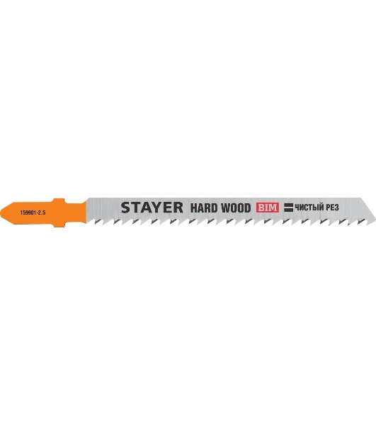 Полотна для эл/лобзика STAYER T101BF, Bi-Metal, по твердому дереву, Т-хвостовик, шаг 2,5мм, 75мм, 2шт, STAYER Professional