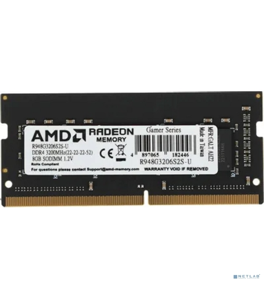 Оперативная память AMD Radeon R9, DDR4, 8GB (1x8GB), 3200MHz, CL22, SO-DIMM