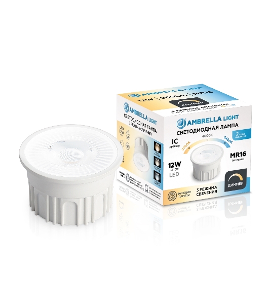 Лампа светодиодная 212610 LED MR16-PR 12W IC 220-240V 38° 6400K 4000K 2700K CCT Memory Dimmer