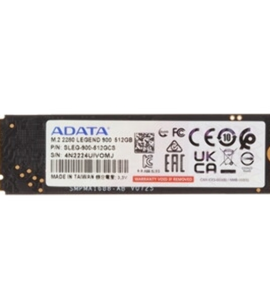 Накопитель SSD ADATA LEGEND 900, 512Gb, PCIe 4.0 x4, M.2 2280, NVMe, R/W 6200/2300, с радиатором