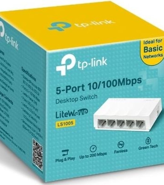 Коммутатор TP-Link LS1005, 5 портов Ethernet 100 Мбит/с