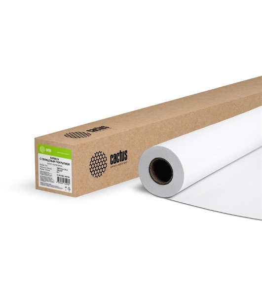 Бумага Cactus CS-PG180-106730 42'(A0+) 1067мм-30м/180г/м2/белый глянцевое универсальная (с покрытием)