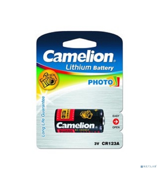Батарея Camelion CR123A BL-1 (CR123A-BP1, батарейка фото,3В)