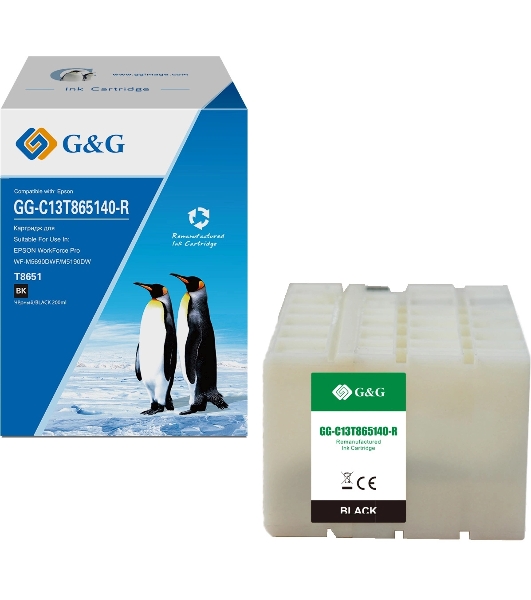 Картридж струйный G&G GG-C13T865140-R T8651 черный (200мл) для Epson WF Pro WF-M5690DWF/M5190DW