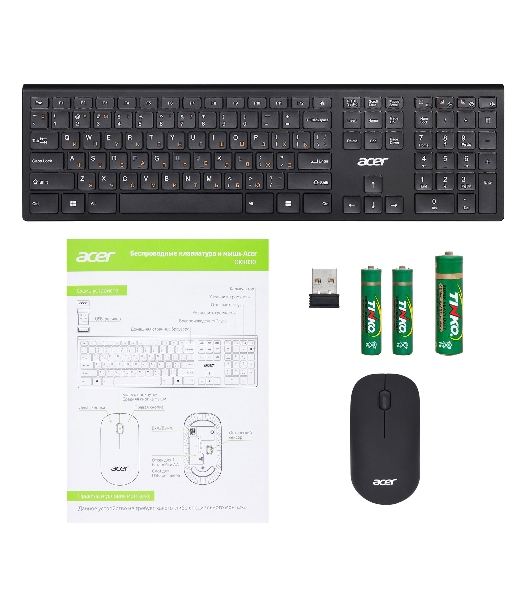 Комплект клавиатура и мышь Acer OKR030 ZL.KBDEE.005 Combo wilreless USB slim черный