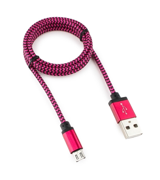 Кабель Gembird USB 2.0 Cablexpert AM/microBM 5P, 1м, нейлоновая оплетка, алюминиевые разъемы, фиолетовый, пакет