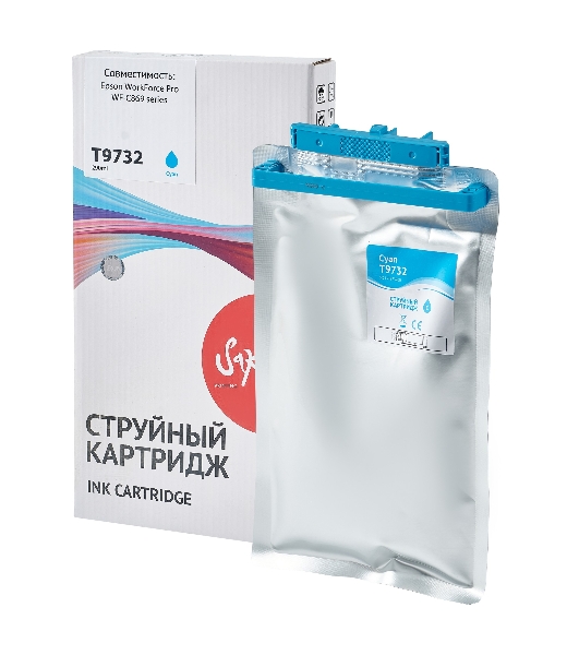 Контейнер с чернилами Sakura C13T973200 (T9732 C) для Epson, голубой, 22000 к.